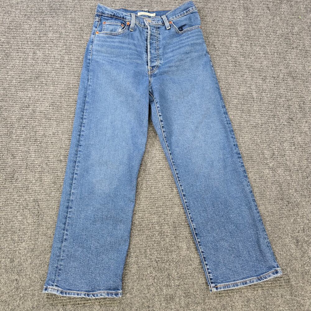 Levi's Ribcage Straight Ankle Womens 28x27 Blue High Rise Button Fly - Picture 1 of 10